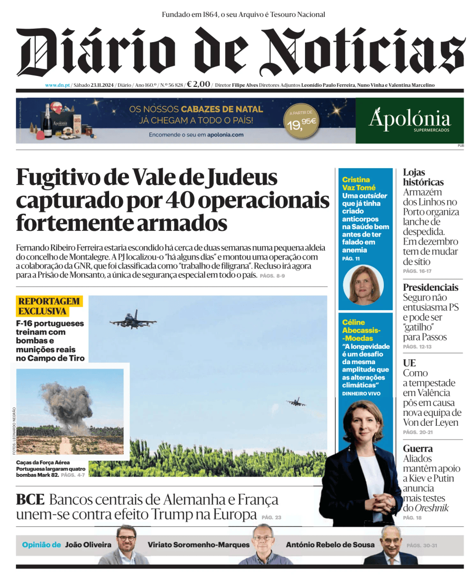 Prima-pagina-Diario de Noticias-edizione-di-oggi-20241123